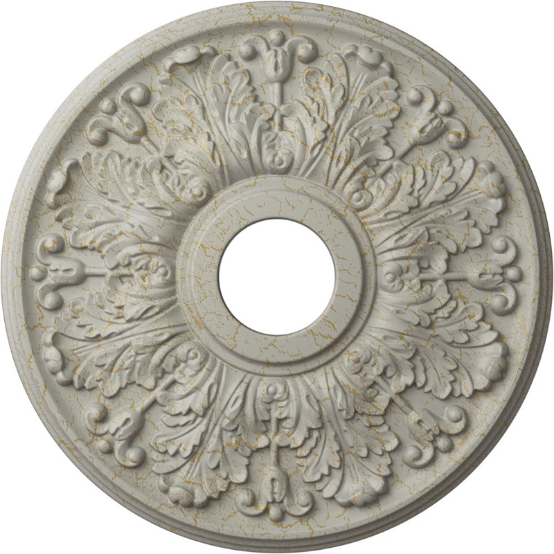 Médaillon de plafond Endurathane Apollo, DE 16 1/2 po x P 3 5/8 po x P 1 1/8 po (convient aux auvents jusqu'à 5 5/8 po), pot peint à la main de fini craquelé crème