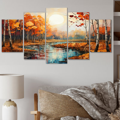Canada Orange Autumn Symphony V sur toile, reproduction de 5 pièces