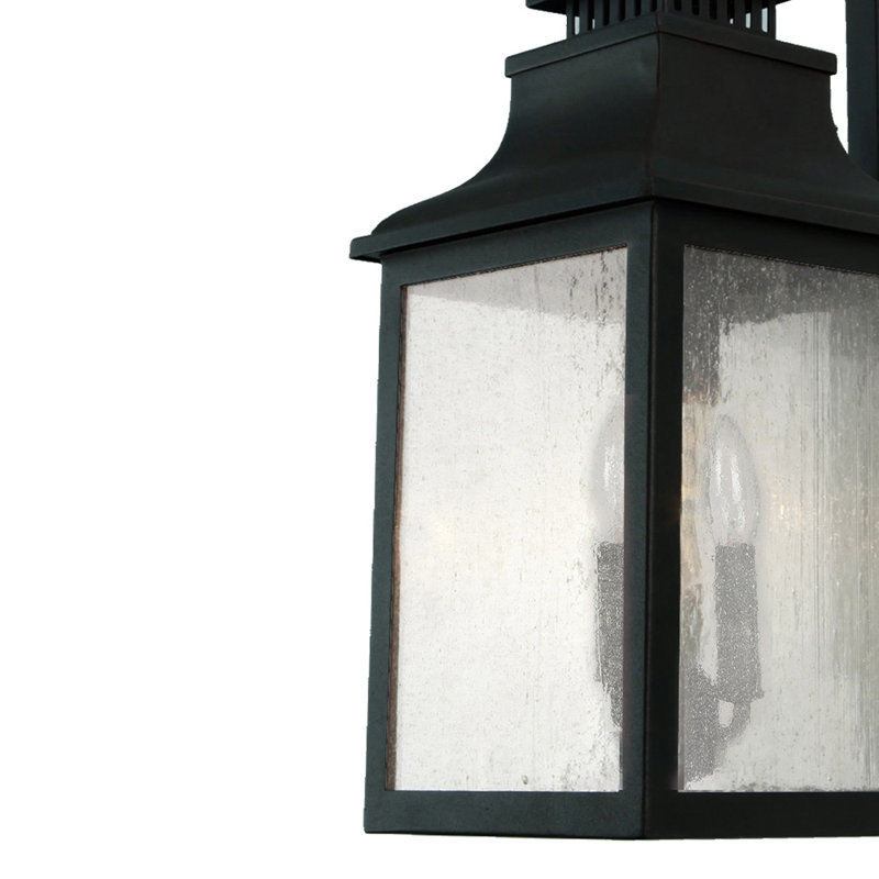 Raedawn Seeded Glass Outdoor Wall Lantern, Imperial Black, 23'' H X 8.75'' W X 11.5' D., 2