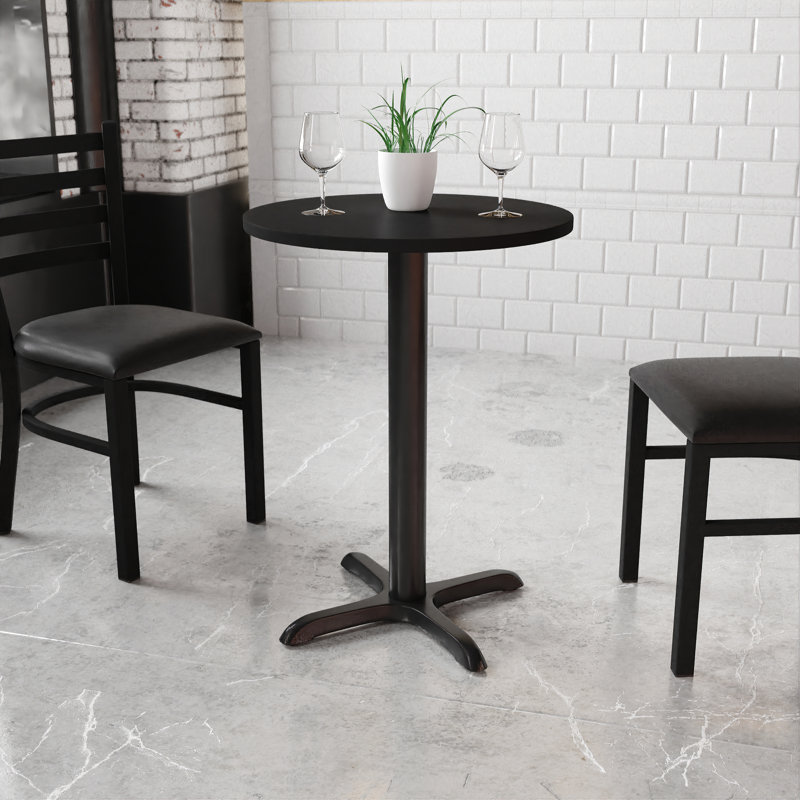 Elegant 24" Round Black Laminate Dining Table with X-Base