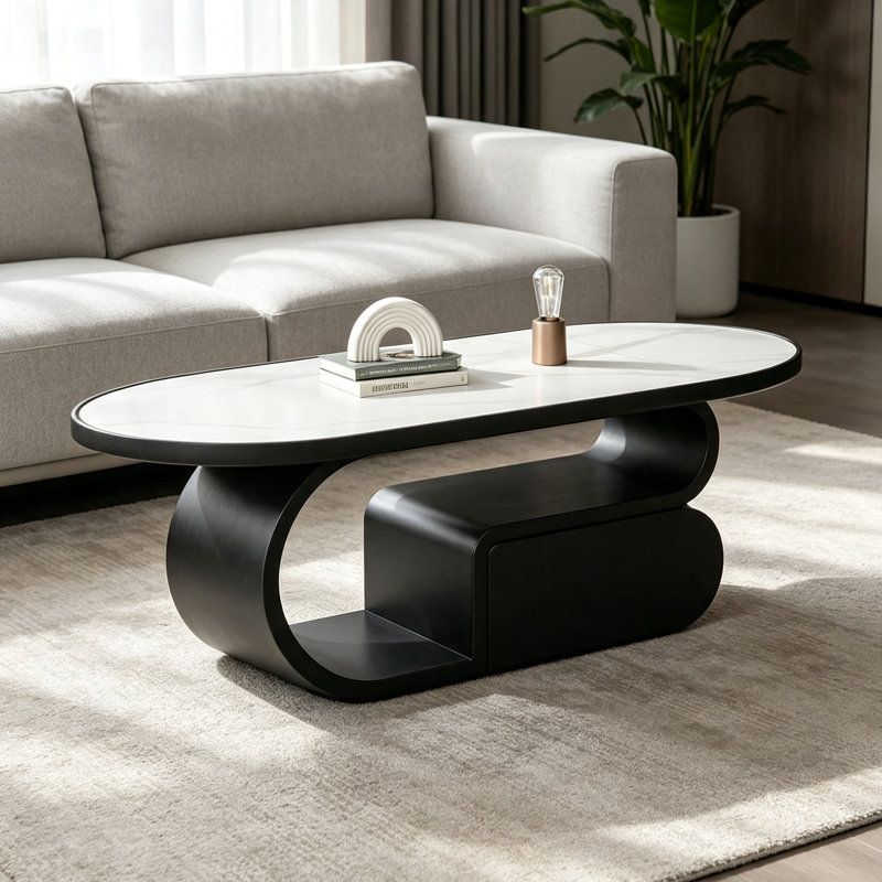 Gérardi, H 15,74 po x l 51,18 po x P 27,55 po, Blanc / plateau gris / base noire, Marbre