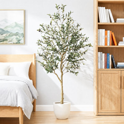 Faux Olive Tree with Natural Fruits, Lifelike Artificial Olive Plant for Home Decor 