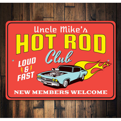 Enseigne en aluminium pour les nouveaux membres Hot Rod Club