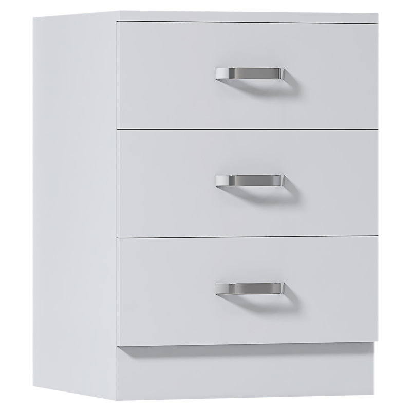 Tunis 3 Drawer Chest Of Drawers - Matt Finish, Scratch Resistant, Brushed Chrome Metal Handles, White