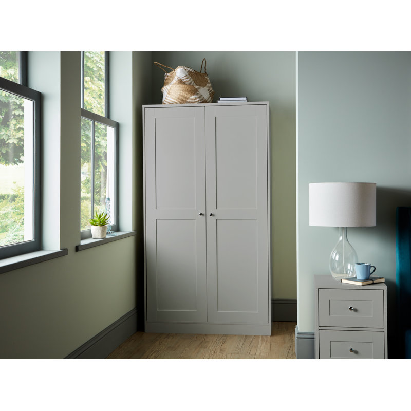 Merrigan 2 Door Manufactured Wood Wardrobe, Grey