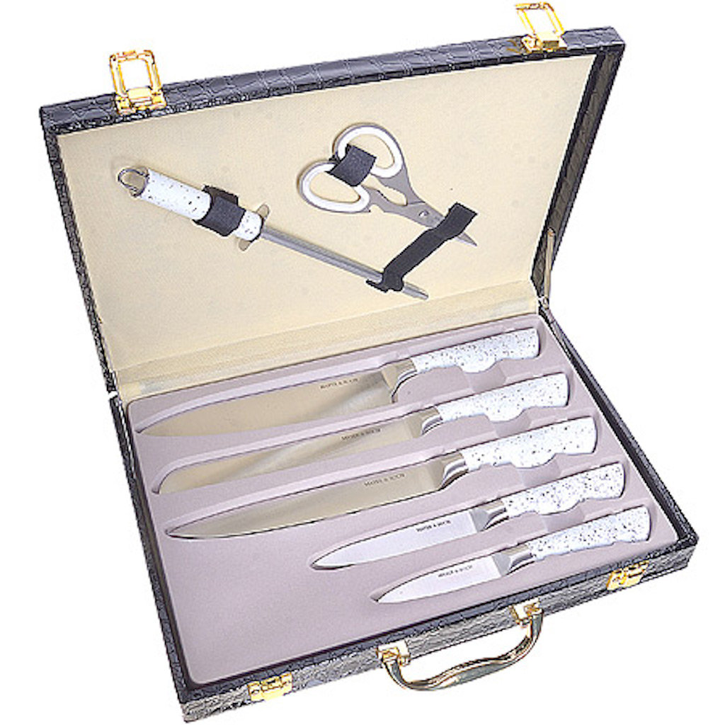 Mayer & Boch Red Handle Knife Set 8 Pcs With Case | Wayfair