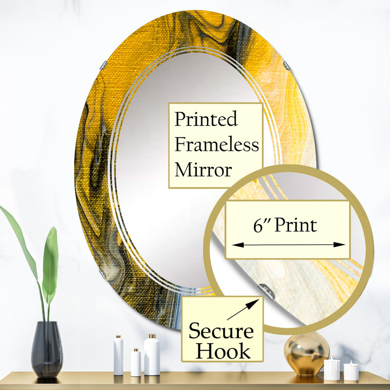 Miroir mural noir, blanc et jaune, 36 po x 24 po