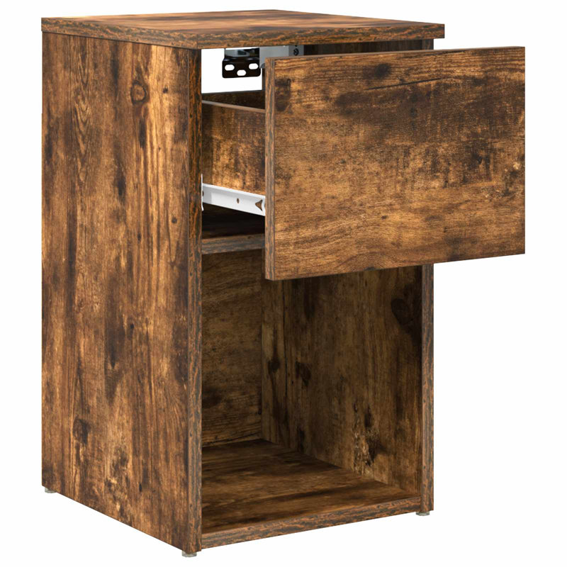 29cm W Manufactured Wood Bedside Table, Smoked Oak