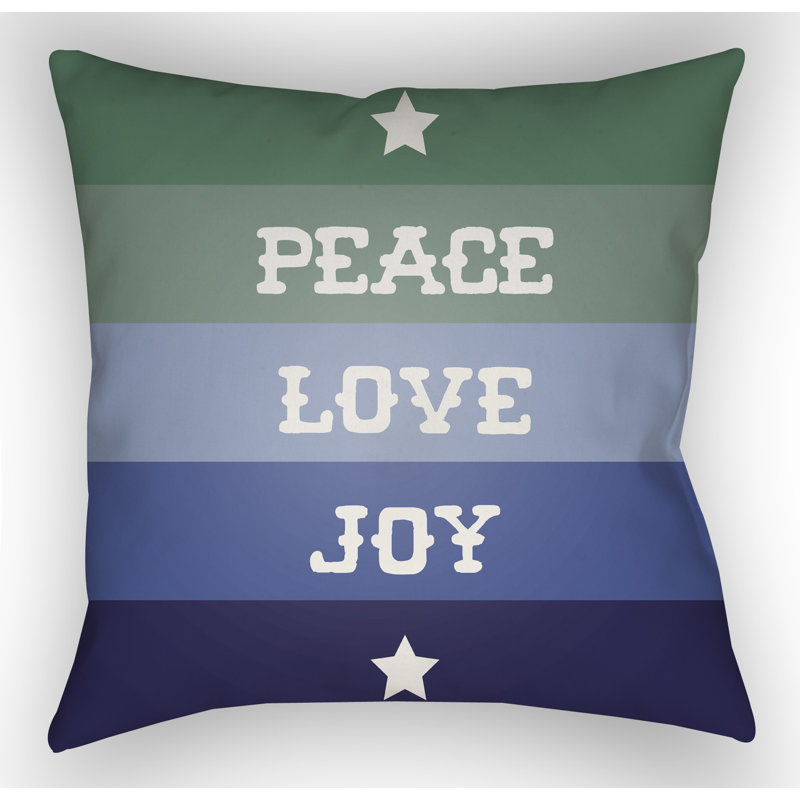 Stripe Indoor/Outdoor Throw Pillow, 18" H x 18" W x 4" D, Blue / Green / White
