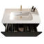 Meuble-lavabo de salle de bain 91 cm (36 po) - Finition chêne noir brossé à rayures, lavabo en céramique blanche, modèle flottant préassemblé en chêne, solution de rangement pratique