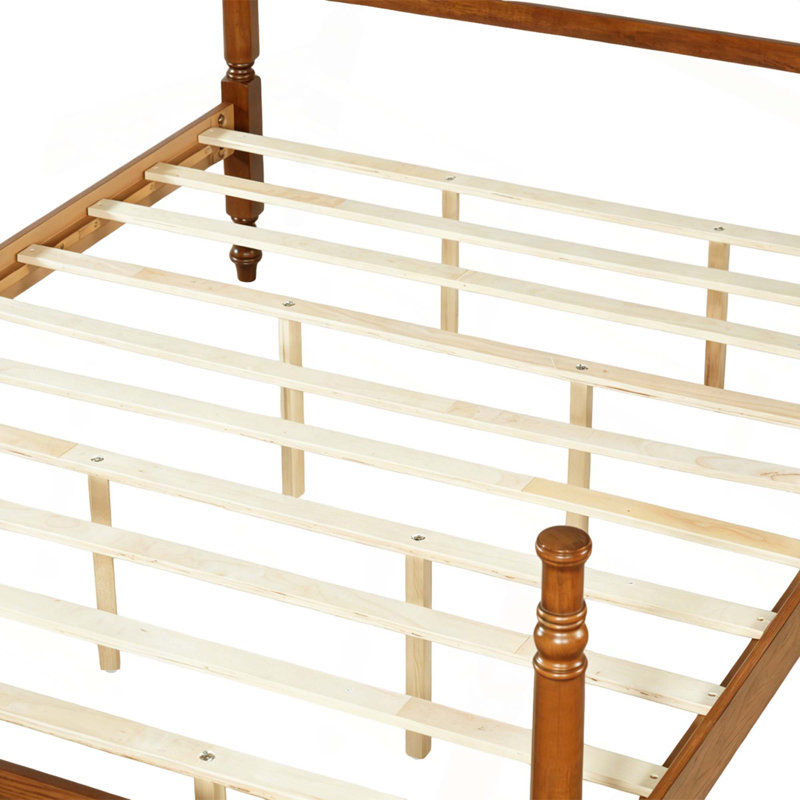 Cadre de lit à broche, cadre de lit en bois avec tête de lit, lit à colonne en bois traditionnel, lit plateforme rétro, aucun sommier requis