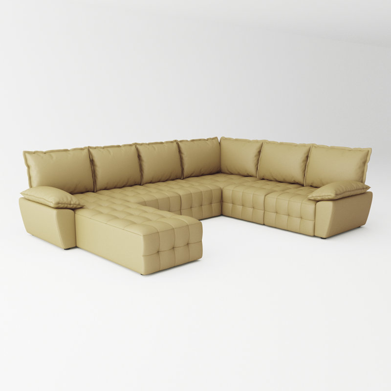 Canapé modulaire 7 pièces Liubomila, Accoudoir à droite (vu de face), 100% polyester vert mat