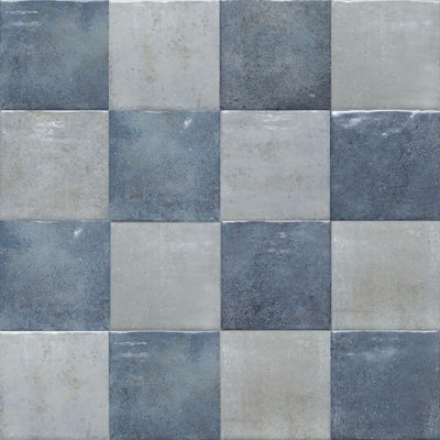 Vela Checkerboard 4" x 4" Glossy Porcelain Wall Tile