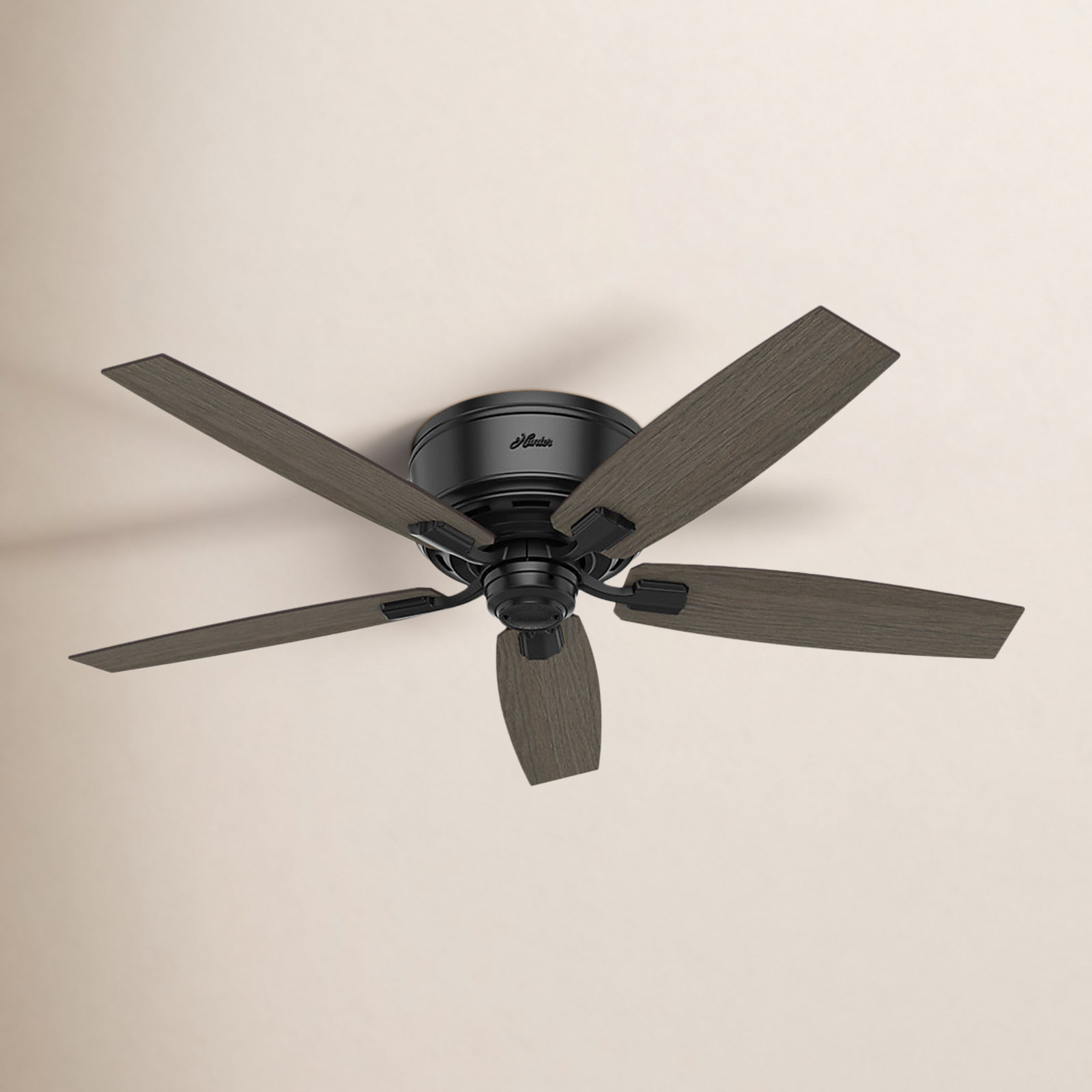52" Bennett 5 - Blade Flush Mount Ceiling Fan with Lights and Remote, Matte White 