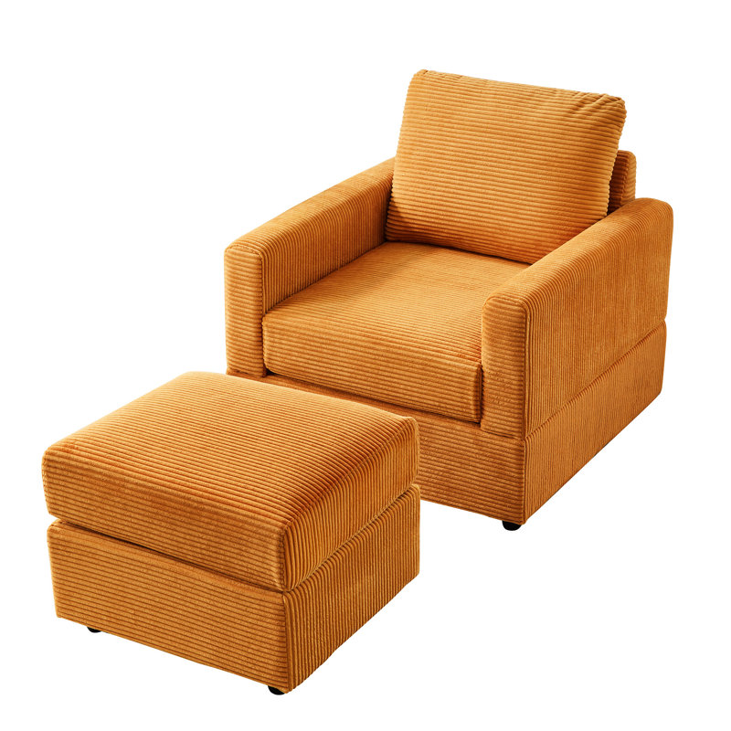 Chaise d'appoint en velours côtelé American Traditional, Jaune