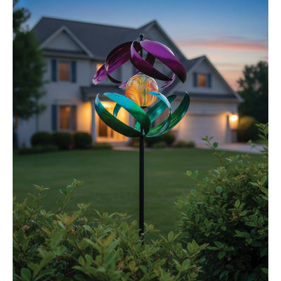 Wind Spinner Metal and Glass and Solar Solar Powered Wind Spinner Standard