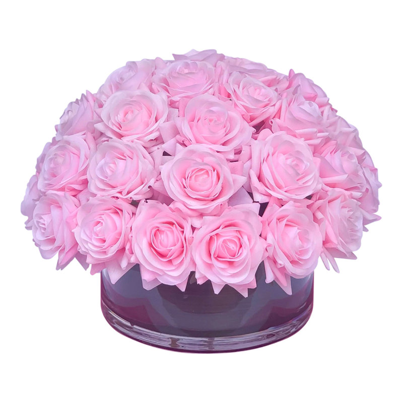 Rose Arrangement in Vase, Baby Pink