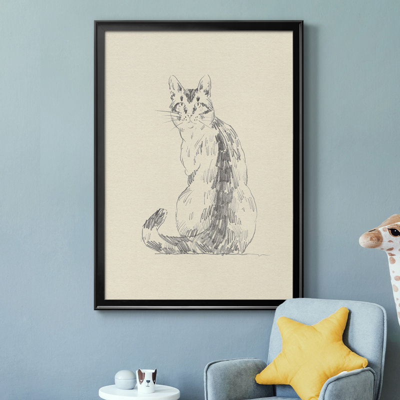 Toile encadrée de qualité supérieure House Cat V - prête à être accrochée, Noir, H 30,5 po x l 22,5 po x P 1 po