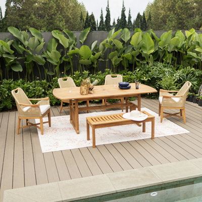Regina 6 - Person Teak Outdoor Dining Set With Cushions