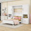 Lit escamotable double en bois avec quatre tiroirs, tablettes et placard-417423759