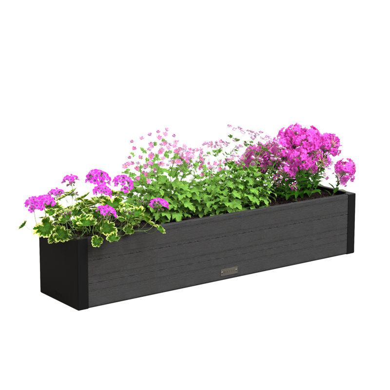 Mayne Horizon Outdoor Window Box Planter – Modern Slatted Panel Design – Weather-resistant Flower Box