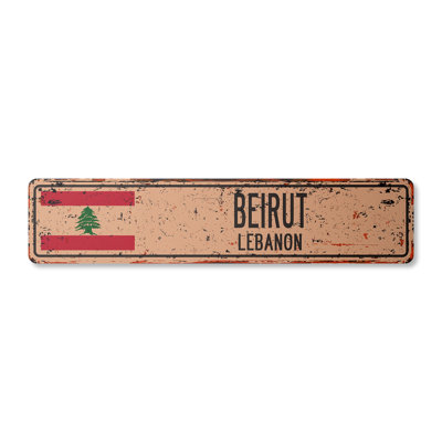 Beirut Lb Street Sign Aluminum 7" X 30"