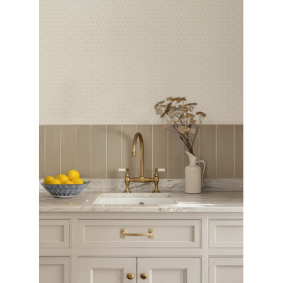 Phlox Khaki Floral Stamp Wallpaper