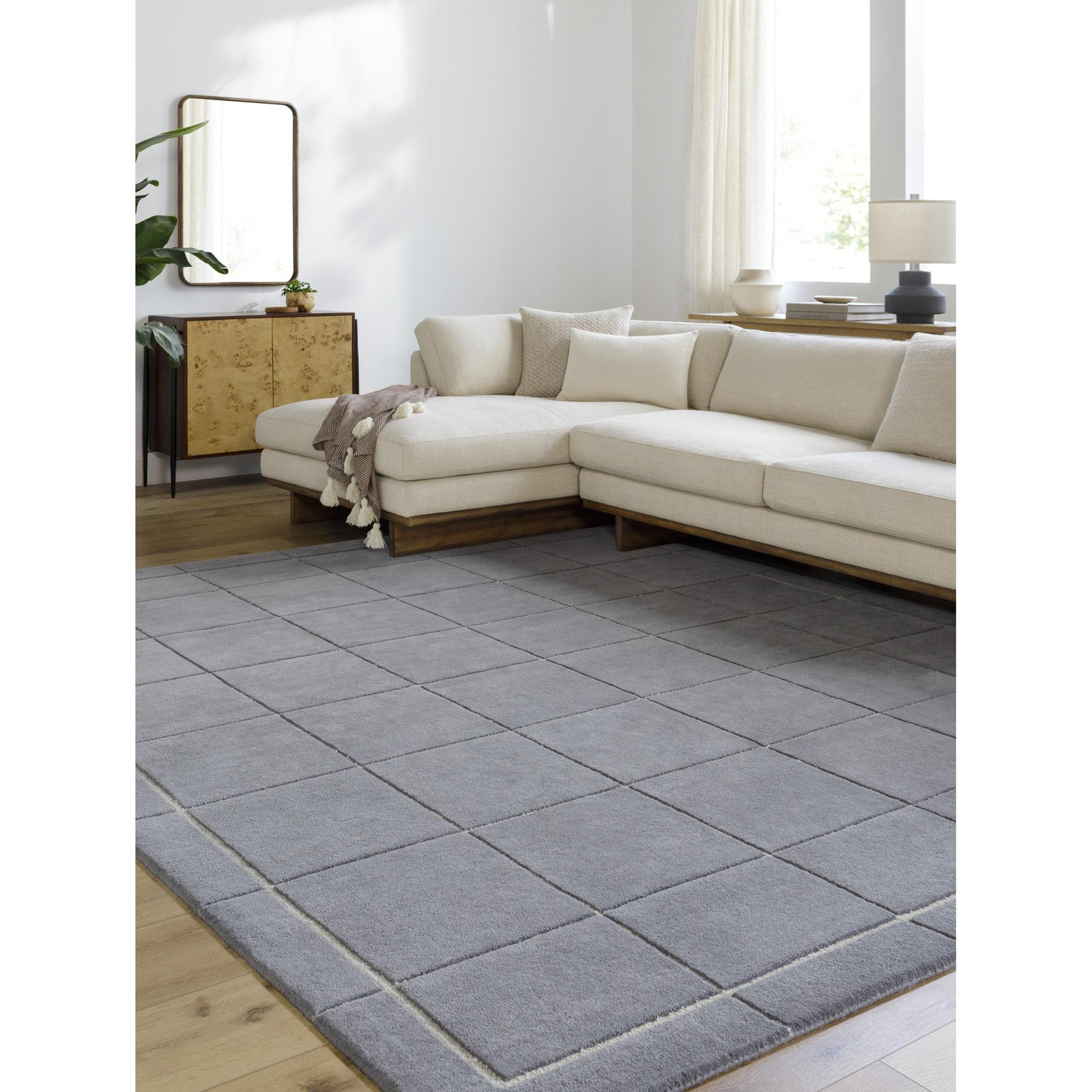 Mallory Blue Hand Tufted Area Rug, Rectangle 8' x 10'