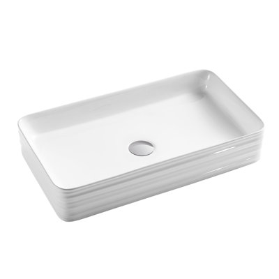 Lavabo de salle de bain vasque rectangulaire blanc en porcelaine vitrifiée