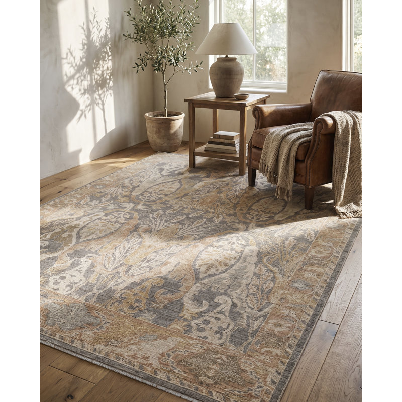 Ladik Floral Area Rug, Gray/Tan/Brown/Cream, Runner 2'8" x 7'3"
