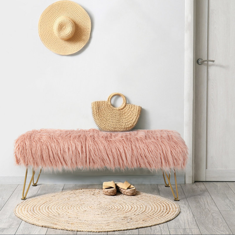 Repose-pieds rembourré Gwyneira, Rose corail