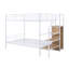 Lit superposé double en métal avec échelle de rangement latérale et garde-robe, blanc-1687928218