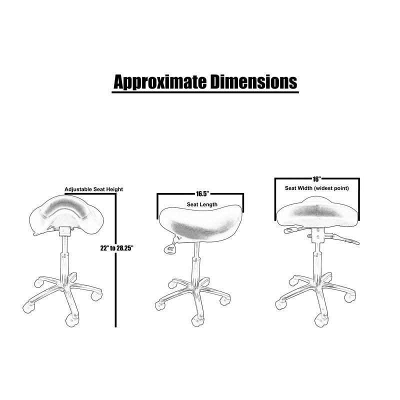 Saddle Chair Ergonomic Tilt Adjustable Saddle Stool Office Task Chair, Black