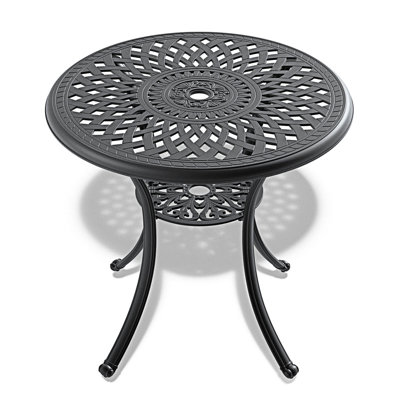 Cast Aluminum Patio Dining Table, Outdoor Table With A Umbrella Hole