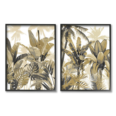 "Tropical Jungle Plants", ensemble de 2 estampes numériques encadrées par Kristen Drew