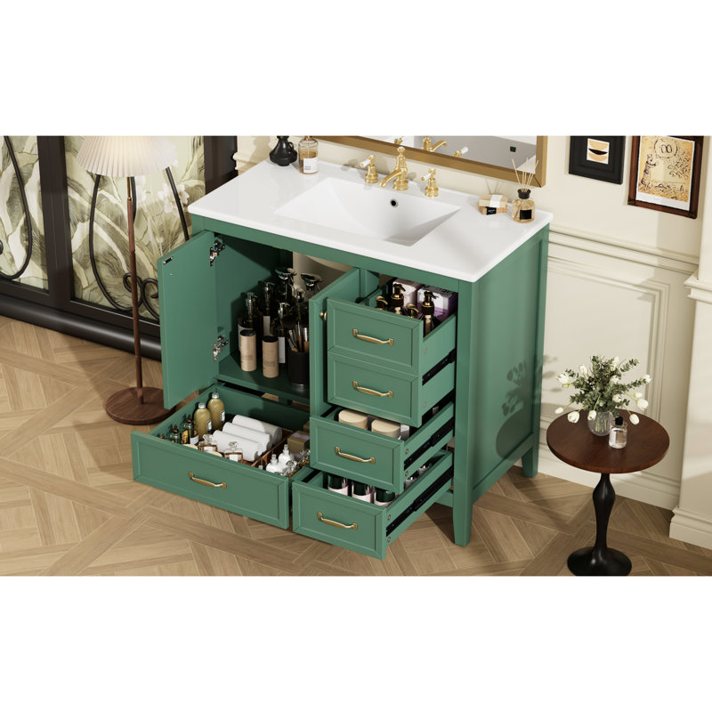 Single Bathroom Vanity with Ceramic Top