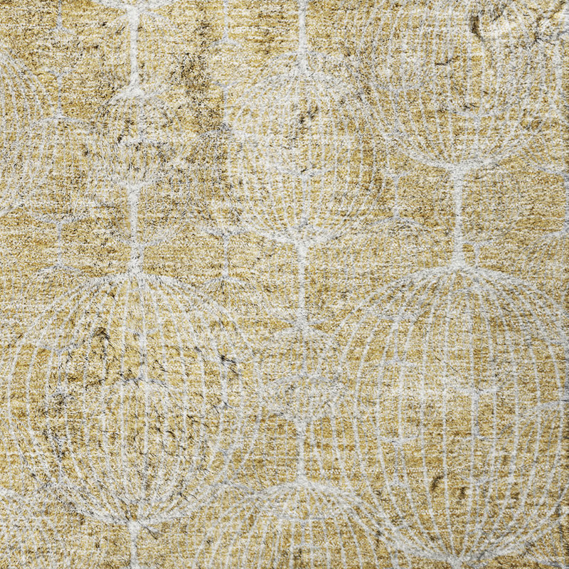 Tapis géométrique Dream Shag ADS732 lavable à la machine de qualité supérieure, Gold, 5 pi x 7 pi 6 po
