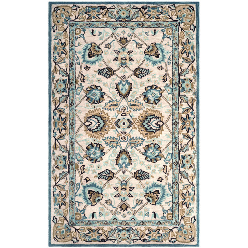 Tapis oriental en laine touffeté à la main Wangi, Rectangle 9 pi 6 po x 13 pi 6 po