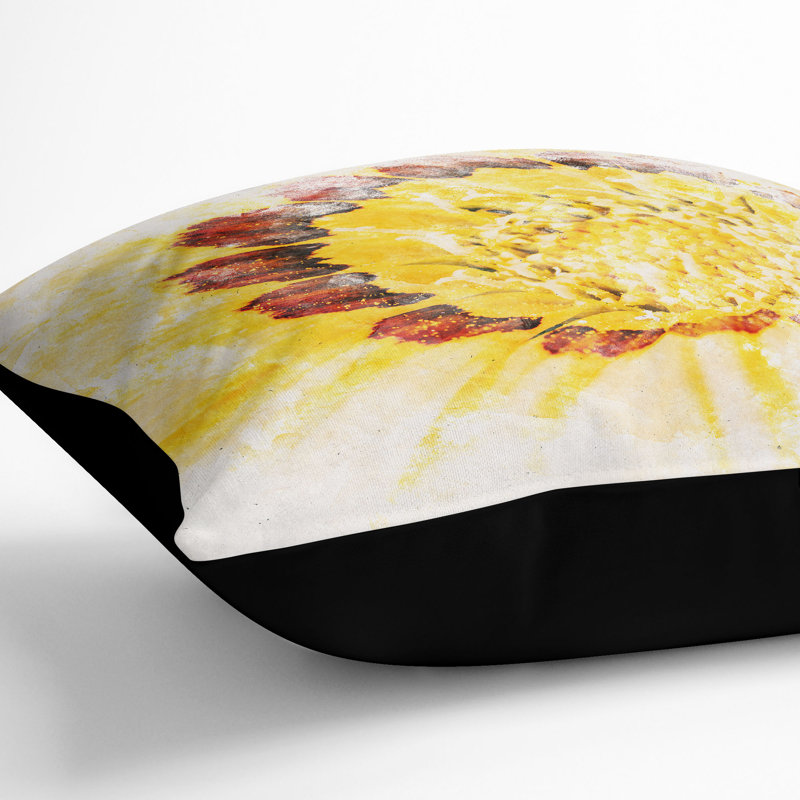 The Beauty of the Flower Watercolour Cushion with Filling, Black, 55cm H x 55cm W x 20cm D