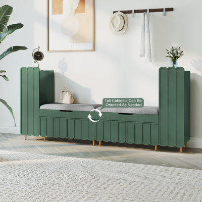 W Entryway Shoe Bench, Lift Top Storage Box,L Shape Living Room Shoe Organizer Cabinet,