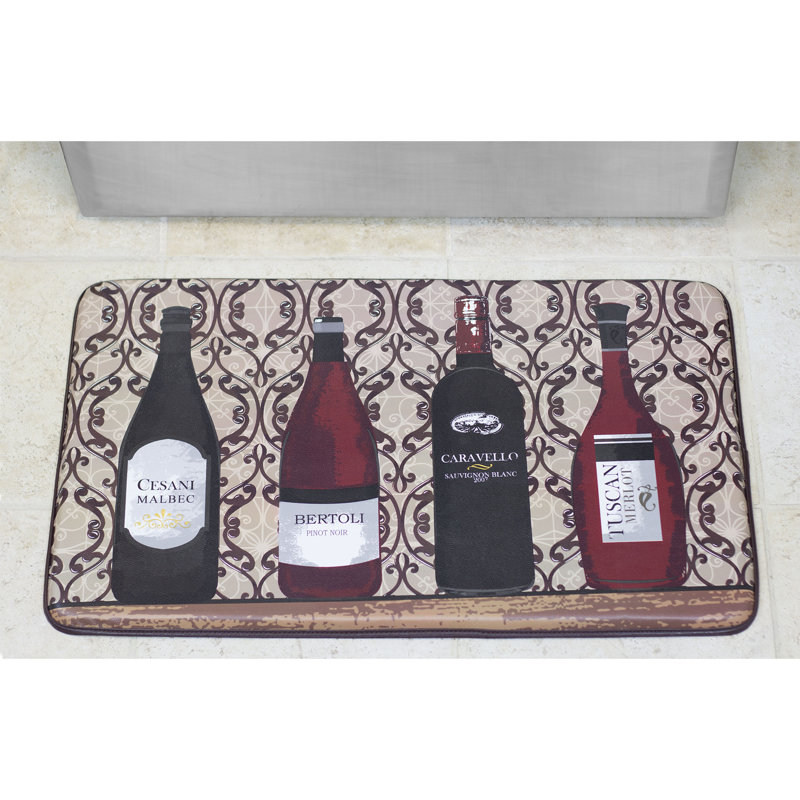 Cushioned Assorted Wines Chef Kitchen Mat