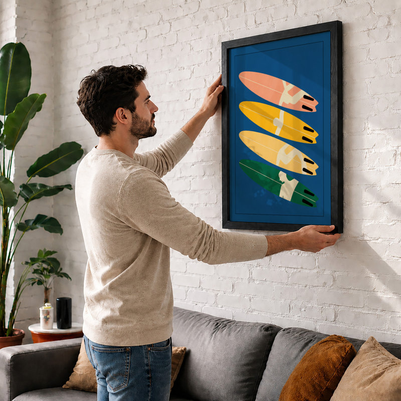 Stacked Surfboards Minimalist - Print, Unframed, A3 - 42.0 x 29.7 cm