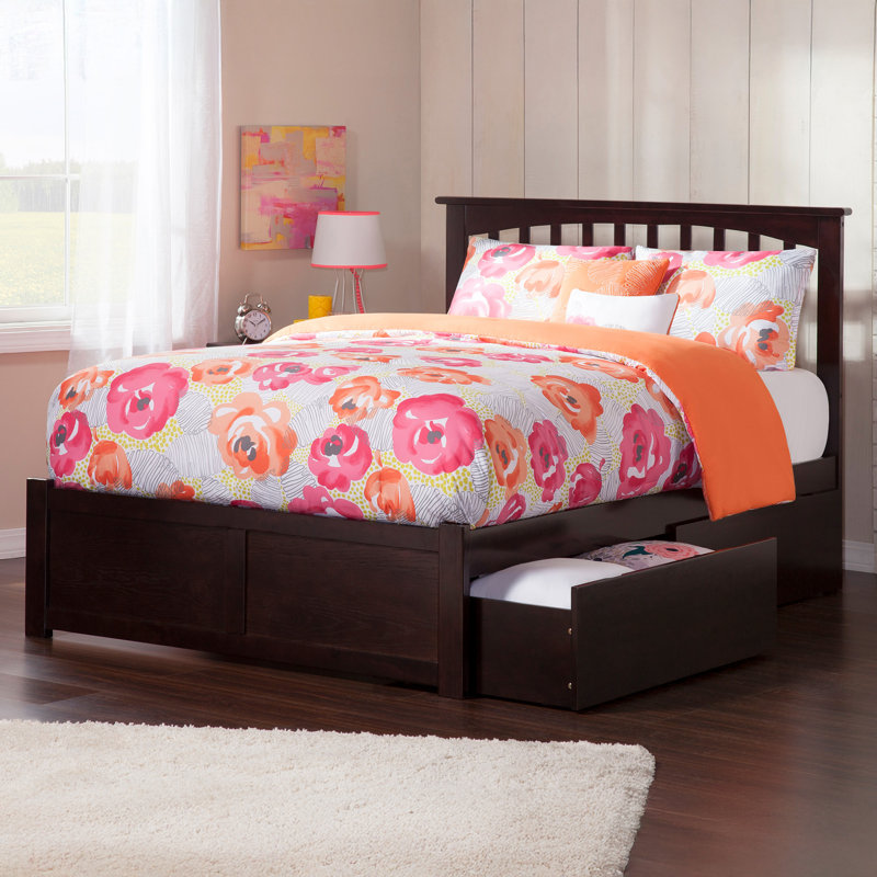 Mission Solid Wood Platform Bed with Footboard & Storage Drawers, King, Espresso