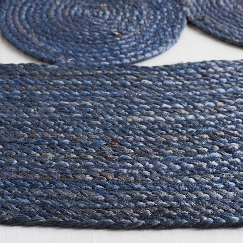 Tapis en jute tissé à la main de couleur unie en fibre naturelle Diehl, Rond 9 pi