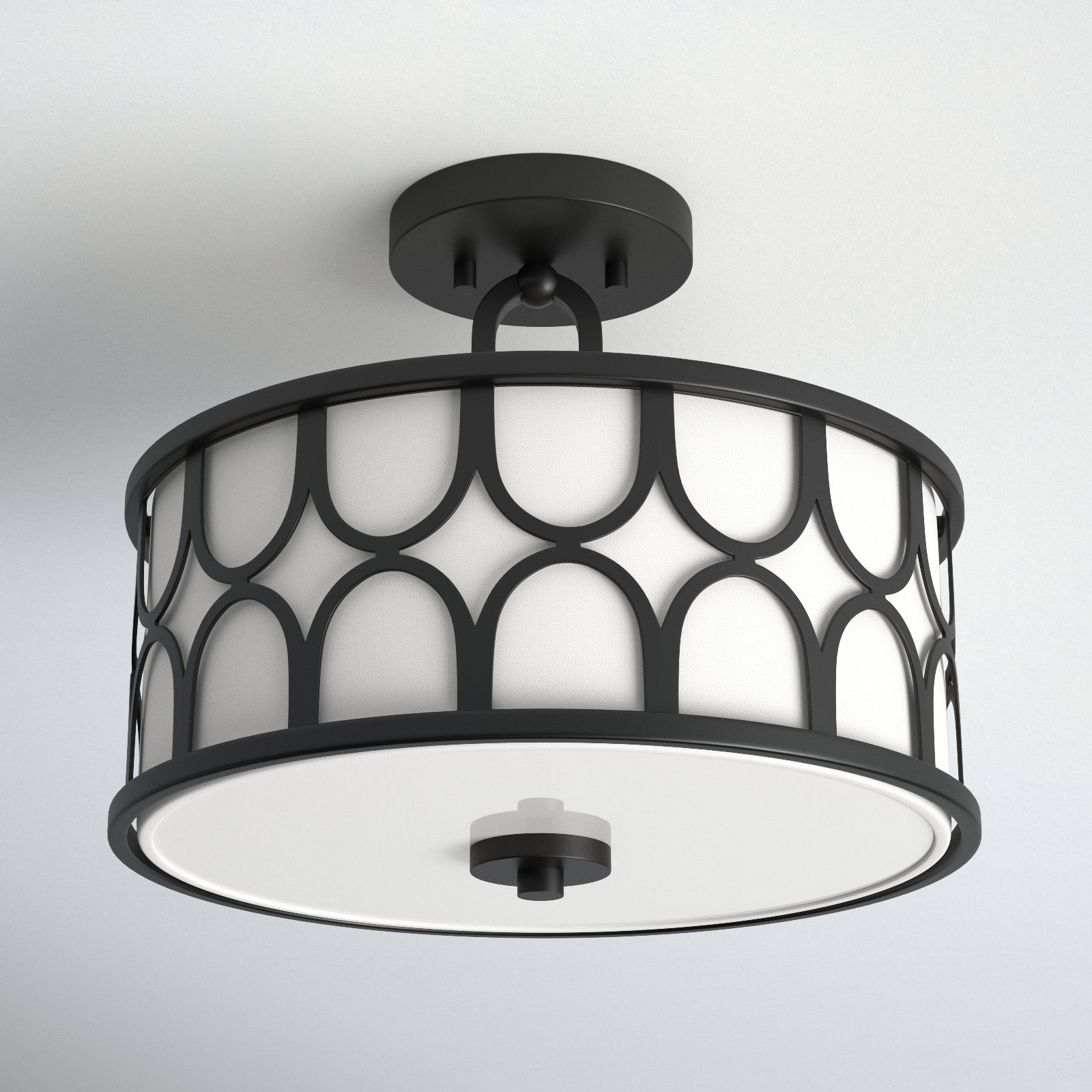 Bayberry 2 Light Fabric Semi Flush Mount, Oil Rubbed Bronze