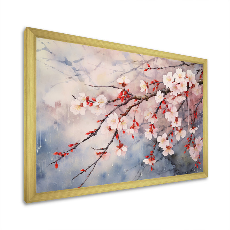 «Flower Whispers Cherry Blossoms» sur toile, H 34 po x l 44 po x P 1,5 po, Cadre doré à une seule photo
