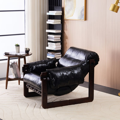 Méridienne de style moderne médiéval avec accoudoirs amovibles, cuir ciré à l'huile rétro, parfaite pour le salon et le bureau