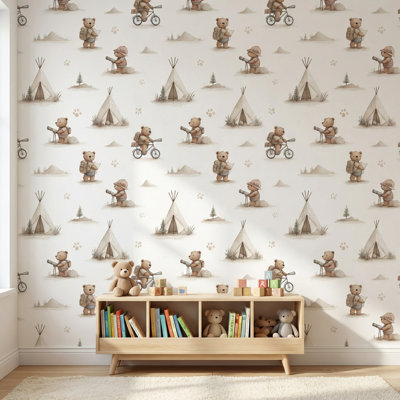 Teddy Bears Wallpaper Adventure Vintage Decorative Mural