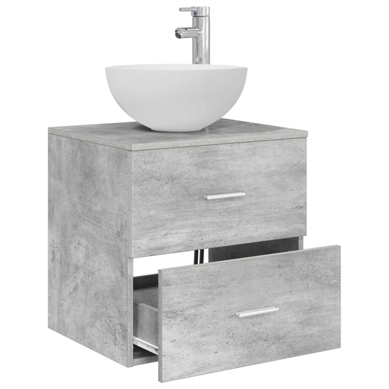Single Bathroom Vanity with Ceramic Basin, Concrete Grey