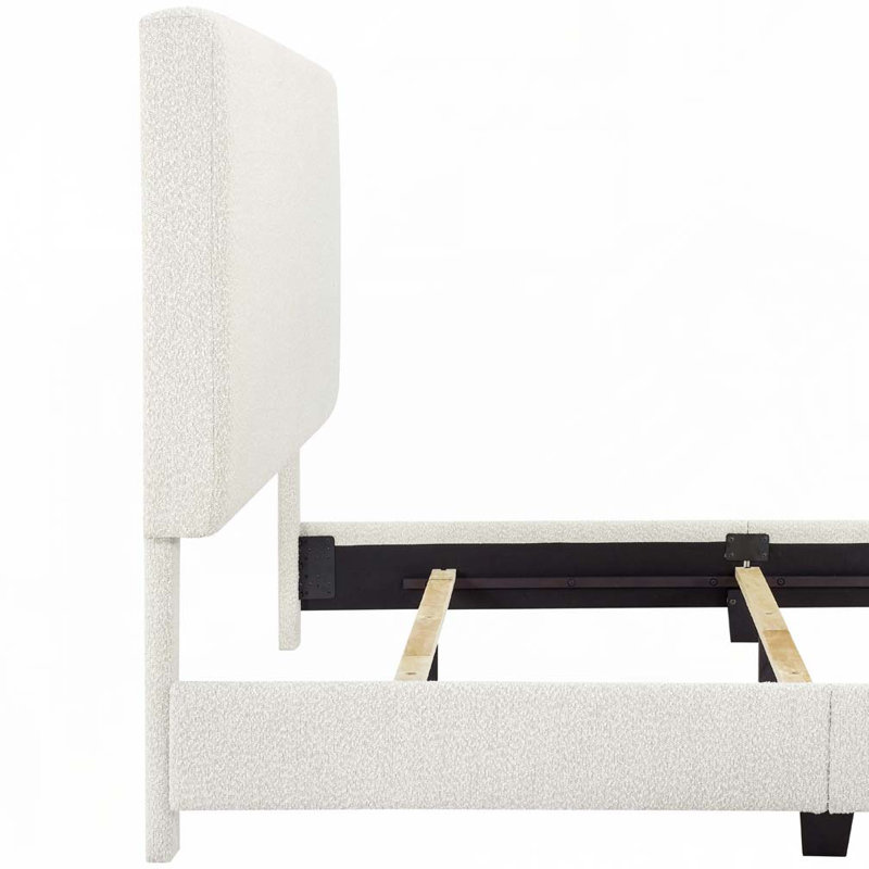 Lit plateforme tapissier Boucle, Grand, Blanc